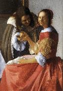 VERMEER VAN DELFT, Jan A Lady and Two Gentlemen (detail) ewt painting
